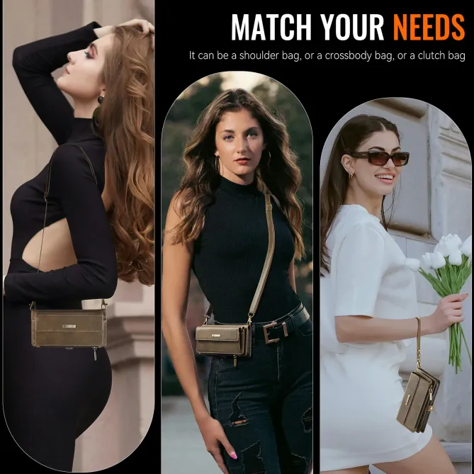 Housse Samsung Galaxy A57 Effet Cuir Portefeuille Zippé Bandoulière C39