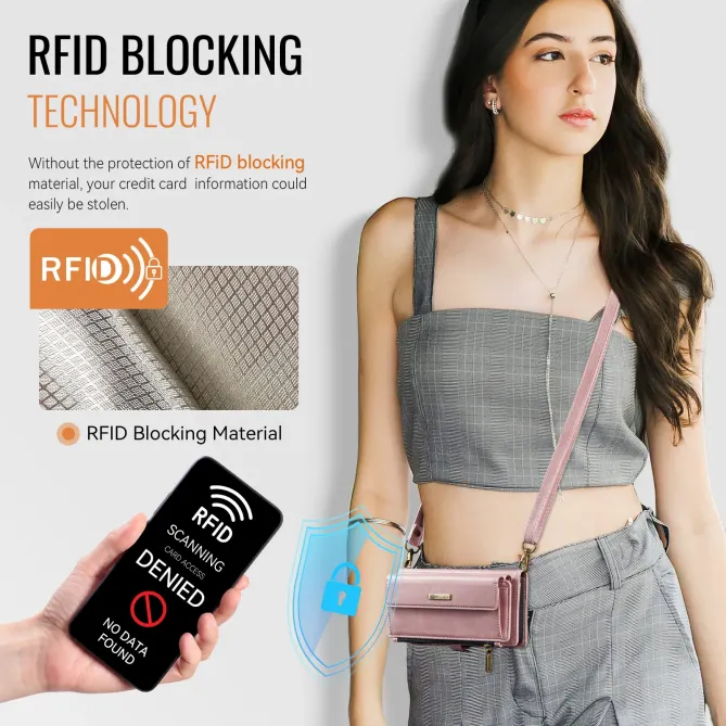 Housse Samsung Galaxy A57 Effet Cuir Portefeuille Zippé Bandoulière C39