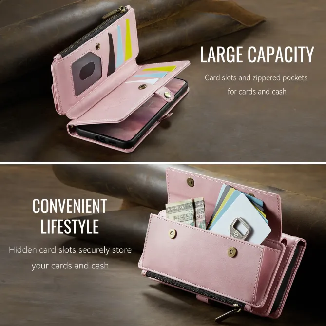 Housse Samsung Galaxy A57 Effet Cuir Portefeuille Zippé Bandoulière C39