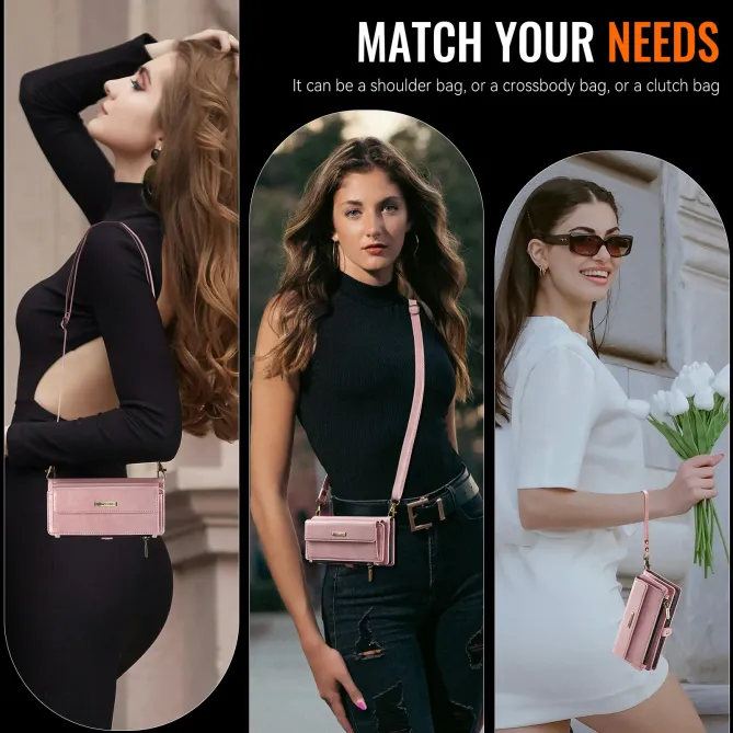 Housse Samsung Galaxy A57 Effet Cuir Portefeuille Zippé Bandoulière C39