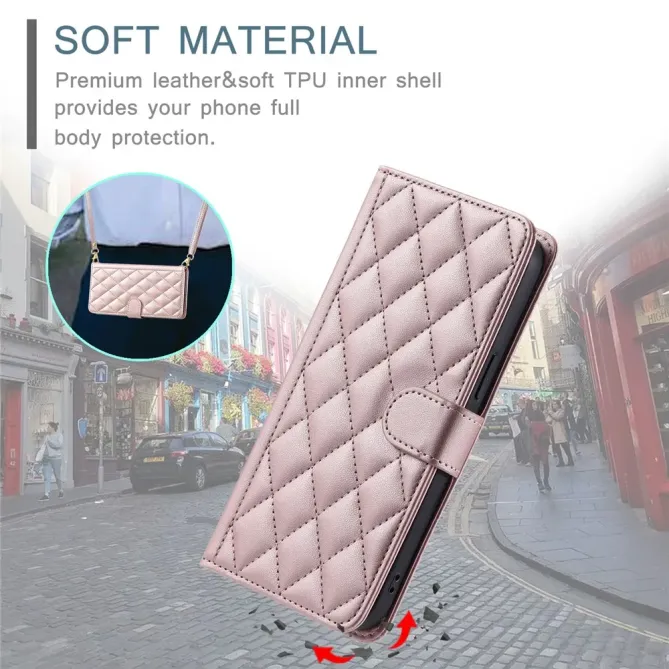 Housse Samsung Galaxy A57 QUILTA Effet Cuir Matelassé Porte-Cartes Bandoulière