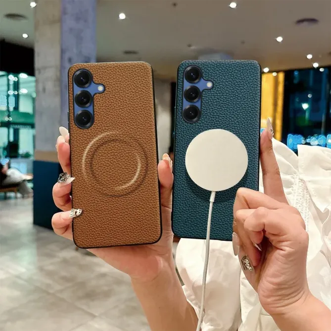 Coque Samsung Galaxy A57 Simili Cuir Litchi Magnétique