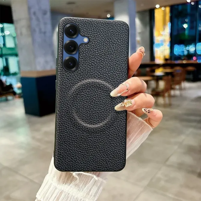 Coque Samsung Galaxy A57 Simili Cuir Litchi Magnétique