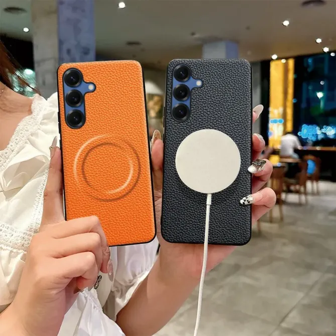 Coque Samsung Galaxy A57 Simili Cuir Litchi Magnétique