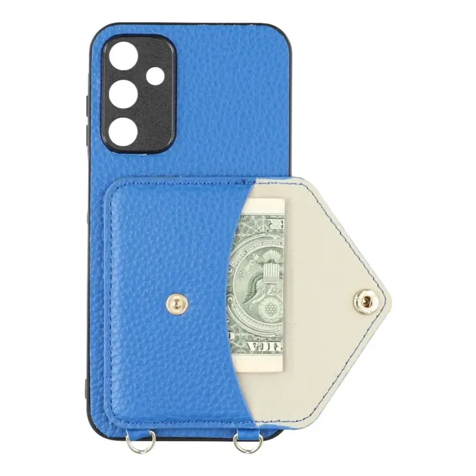 Coque Samsung Galaxy A57 Texture Litchi Porte-Cartes et Bandoulière