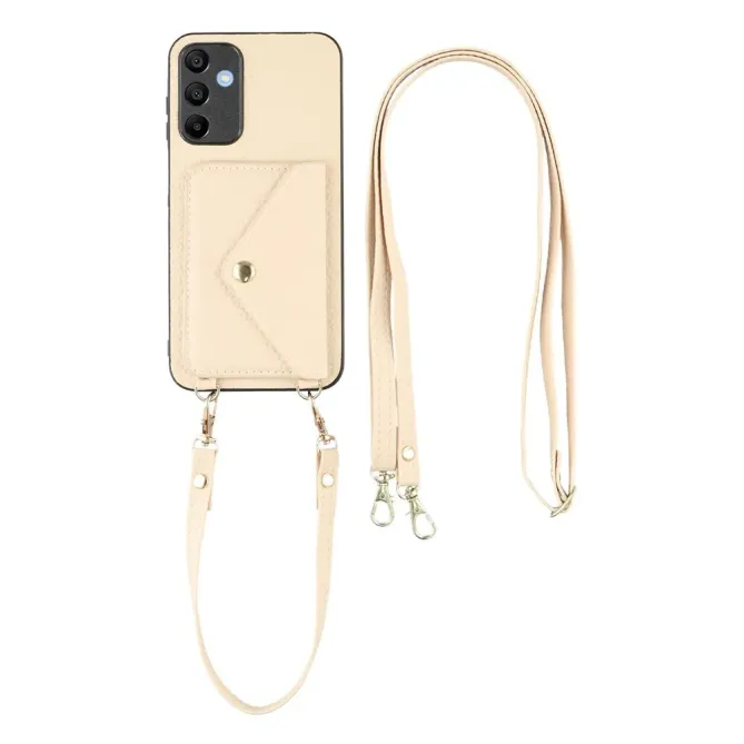 Coque Samsung Galaxy A57 Texture Litchi Porte-Cartes et Bandoulière