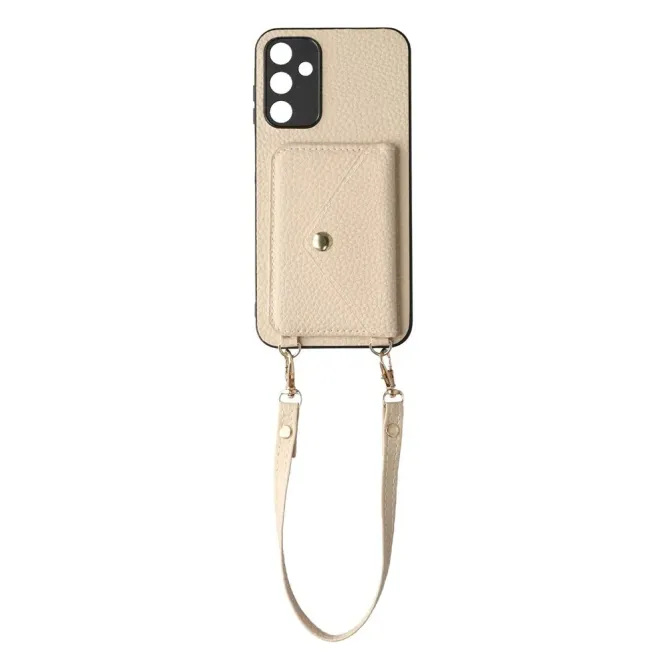 Coque Samsung Galaxy A57 Texture Litchi Porte-Cartes et Bandoulière