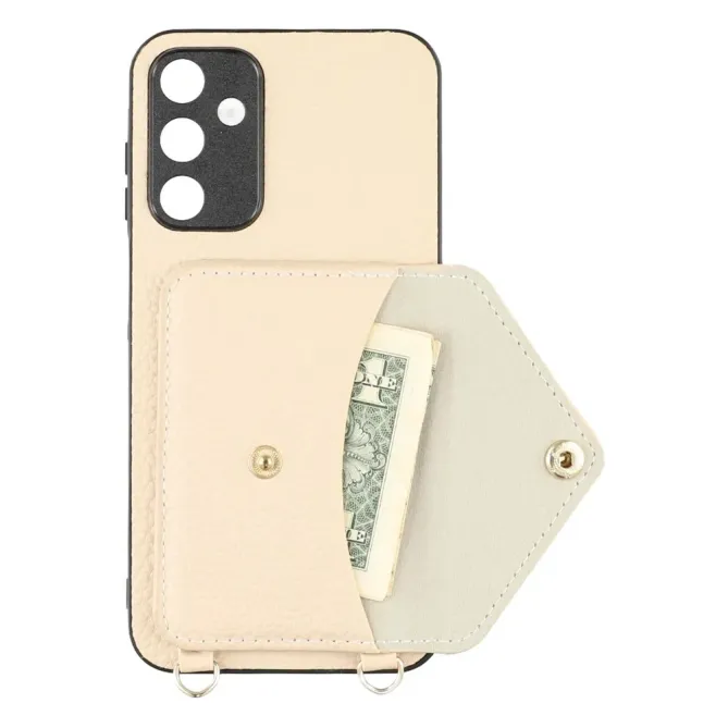 Coque Samsung Galaxy A57 Texture Litchi Porte-Cartes et Bandoulière