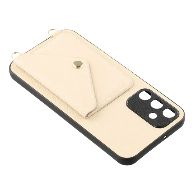 Coque Samsung Galaxy A57 Texture Litchi Porte-Cartes et Bandoulière