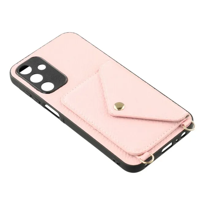 Coque Samsung Galaxy A57 Texture Litchi Porte-Cartes et Bandoulière