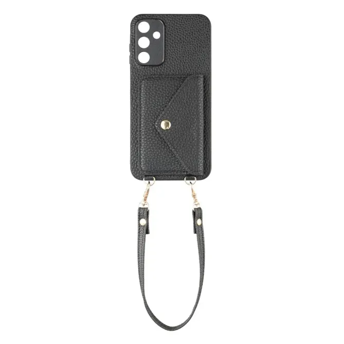 Coque Samsung Galaxy A57 Texture Litchi Porte-Cartes et Bandoulière