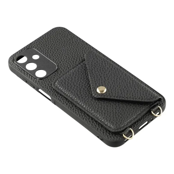 Coque Samsung Galaxy A57 Texture Litchi Porte-Cartes et Bandoulière