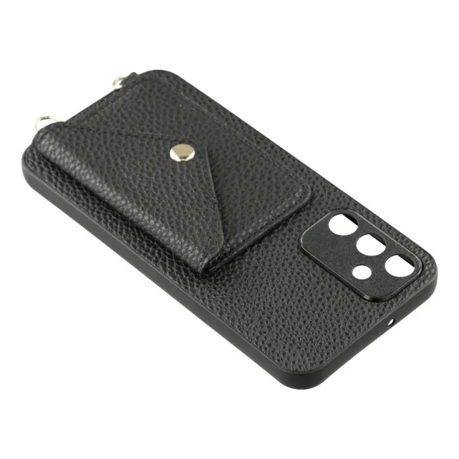 Coque Samsung Galaxy A57 Texture Litchi Porte-Cartes et Bandoulière