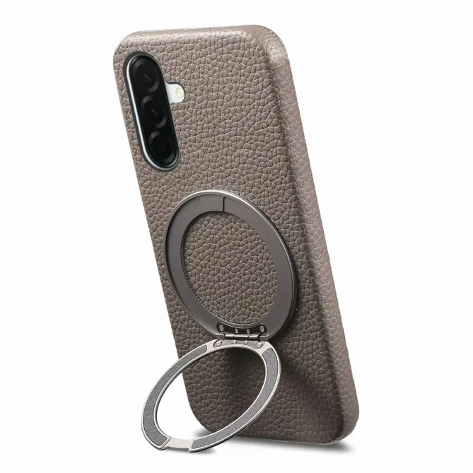 Coque Samsung Galaxy A57 Cuir Grainé Magnétique Anneau Rotatif