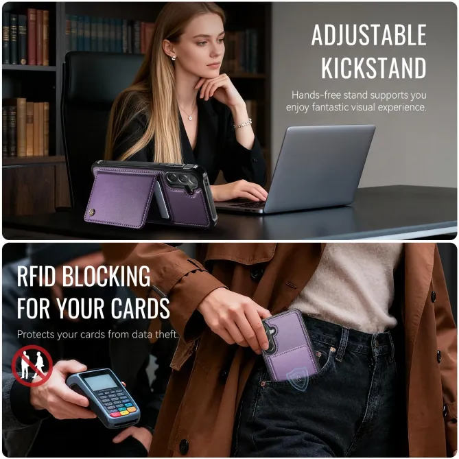 Coque Samsung Galaxy A57 ME80 Effet Cuir Portefeuille Magnétique Détachable