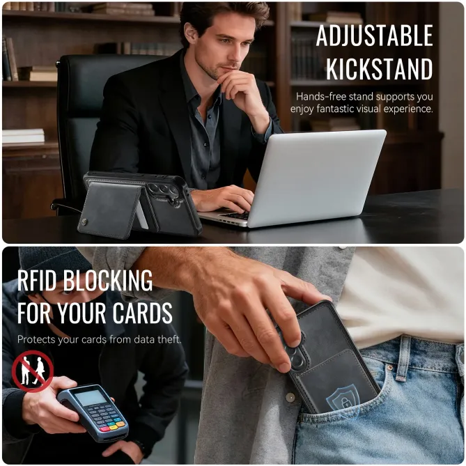 Coque Samsung Galaxy A57 ME80 Effet Cuir Portefeuille Magnétique Détachable