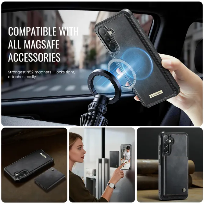 Coque Samsung Galaxy A57 ME80 Effet Cuir Portefeuille Magnétique Détachable