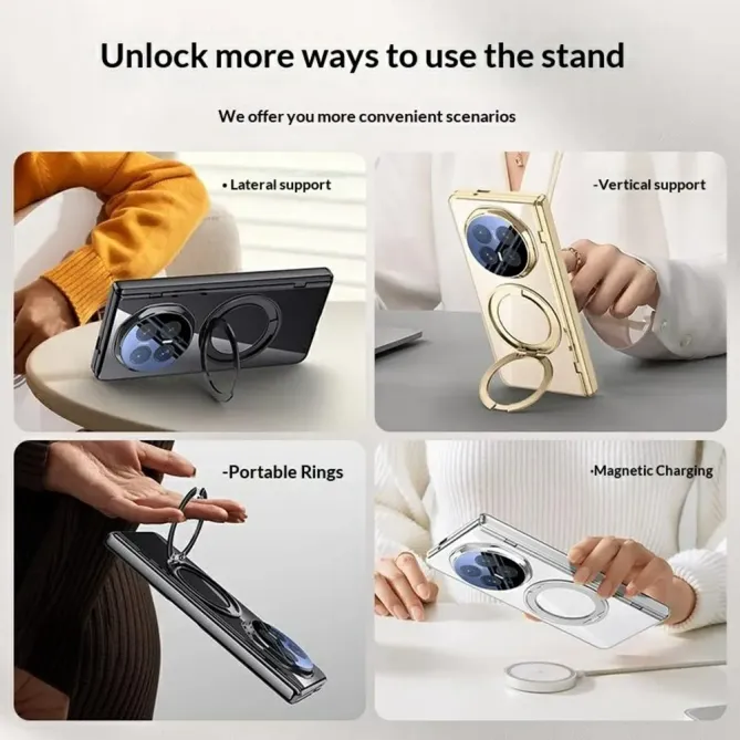 Coque Honor Magic V6 PRISM PC Transparent Anneau Support