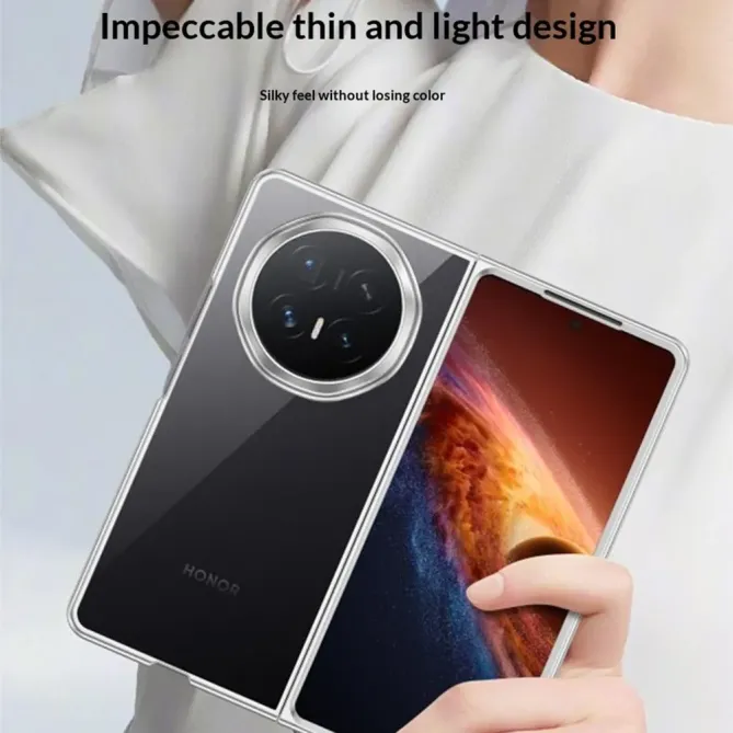 Coque Honor Magic V6 Transparente avec Contour Galvanisé et Protection Charnière