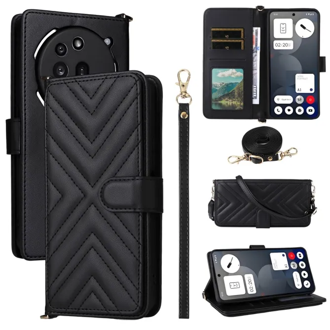 Housse Nothing Phone (3a) Pro Simili Cuir Sangle Porte-Cartes