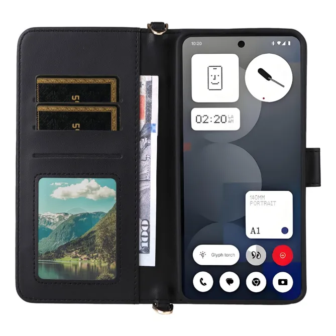 Housse Nothing Phone (3a) Pro Simili Cuir Sangle Porte-Cartes