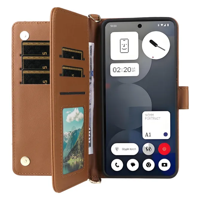 Housse Nothing Phone (3a) Pro Simili Cuir Sangle Porte-Cartes