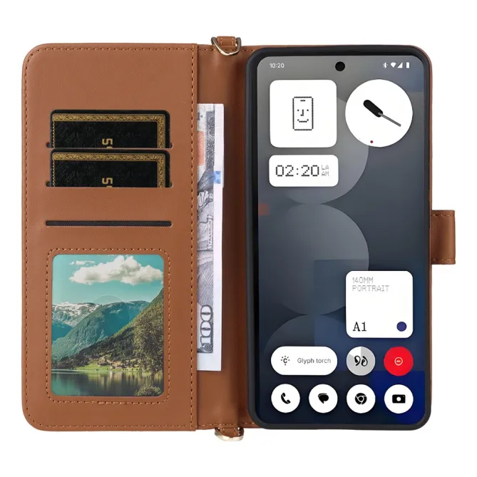 Housse Nothing Phone (3a) Pro Simili Cuir Sangle Porte-Cartes