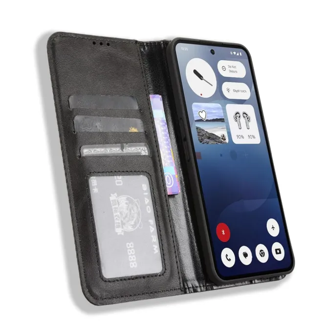 Housse Nothing Phone (3a) Simili Cuir Porte-Cartes Rétro