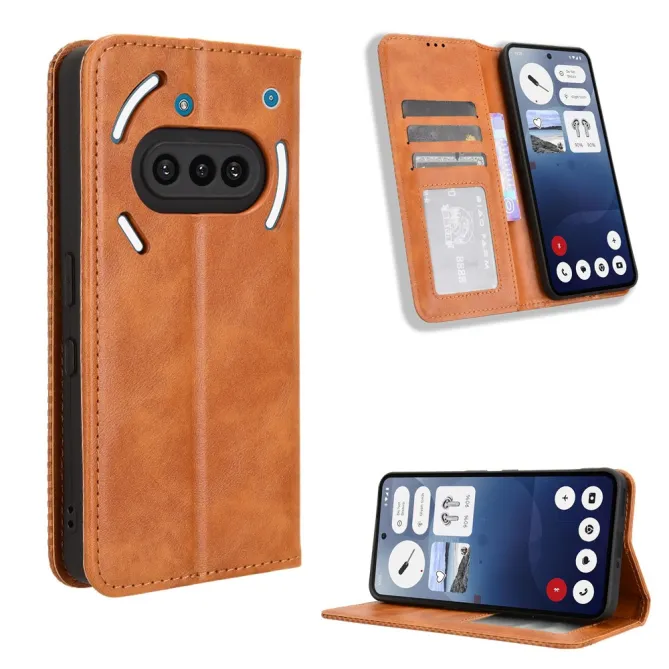 Housse Nothing Phone (3a) Simili Cuir Porte-Cartes Rétro