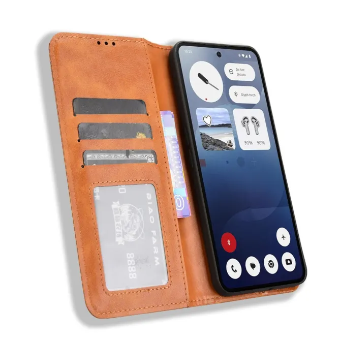 Housse Nothing Phone (3a) Simili Cuir Porte-Cartes Rétro