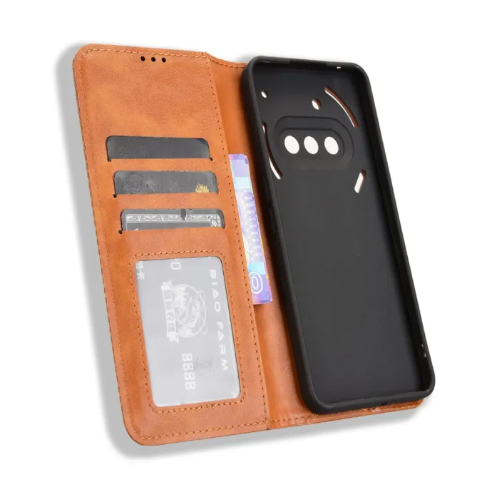 Housse Nothing Phone (3a) Simili Cuir Porte-Cartes Rétro