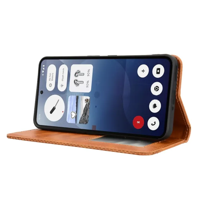 Housse Nothing Phone (3a) Simili Cuir Porte-Cartes Rétro