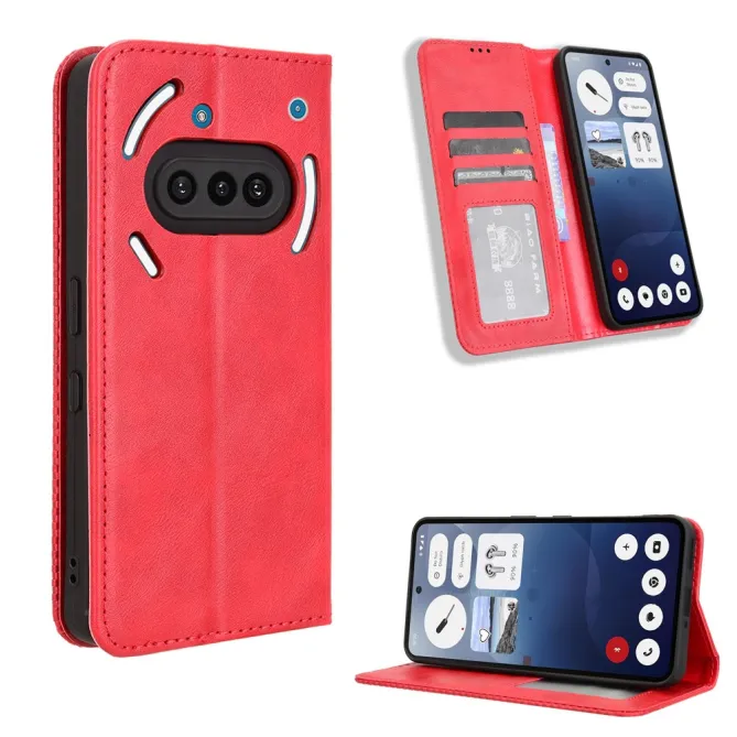 Housse Nothing Phone (3a) Simili Cuir Porte-Cartes Rétro