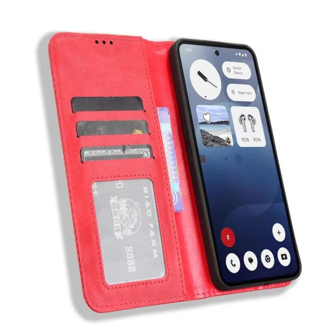 Housse Nothing Phone (3a) Simili Cuir Porte-Cartes Rétro