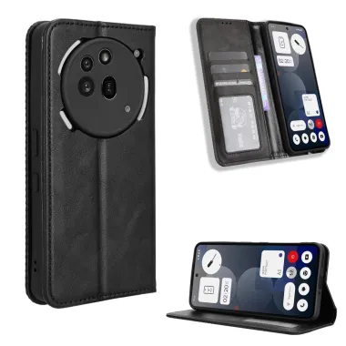 Housse Nothing Phone (3a) Pro Simili Cuir Porte-Cartes Rétro