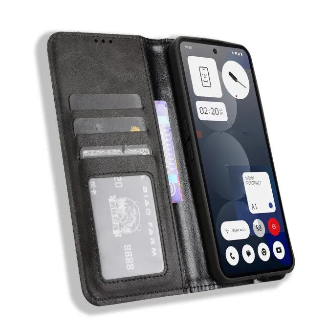 Housse Nothing Phone (3a) Pro Simili Cuir Porte-Cartes Rétro
