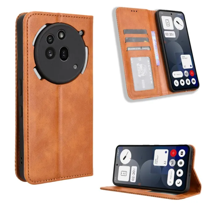 Housse Nothing Phone (3a) Pro Simili Cuir Porte-Cartes Rétro