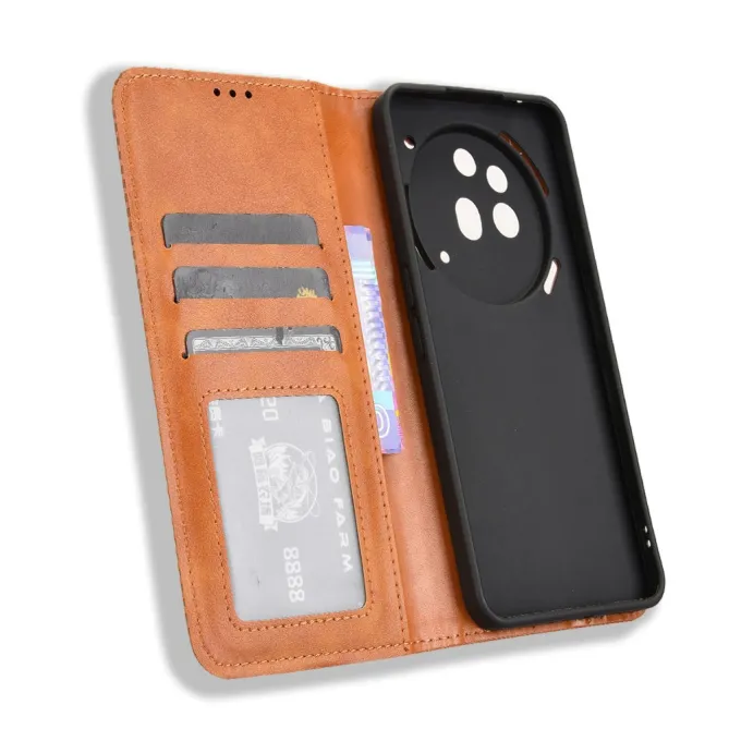 Housse Nothing Phone (3a) Pro Simili Cuir Porte-Cartes Rétro
