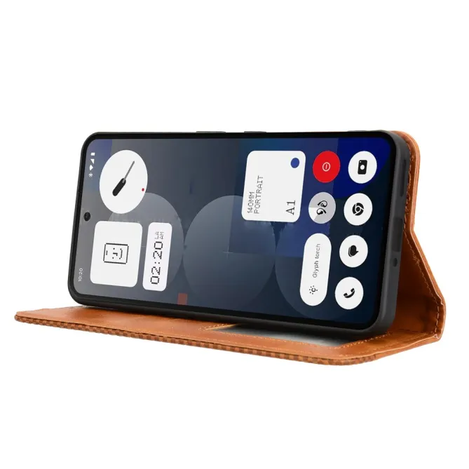 Housse Nothing Phone (3a) Pro Simili Cuir Porte-Cartes Rétro