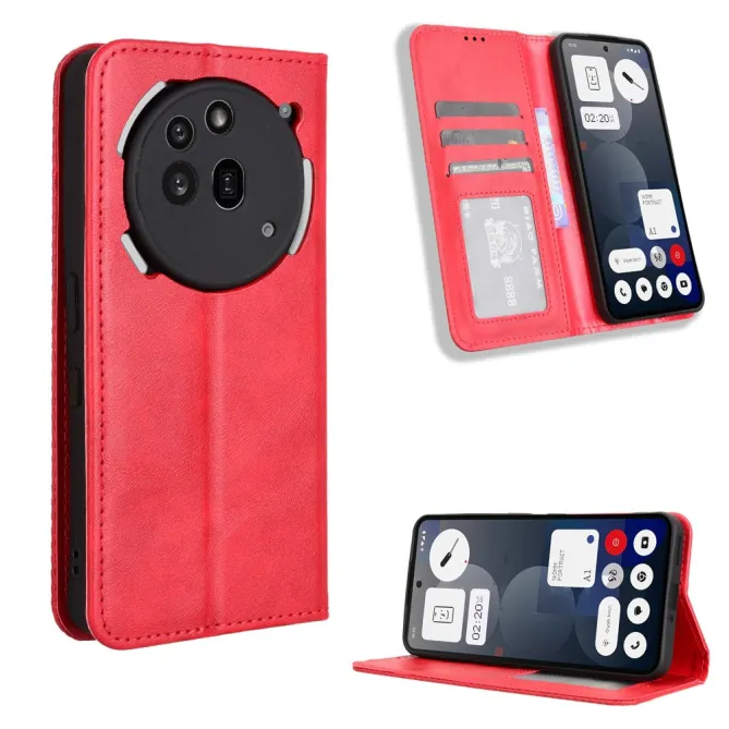 Housse Nothing Phone (3a) Pro Simili Cuir Porte-Cartes Rétro
