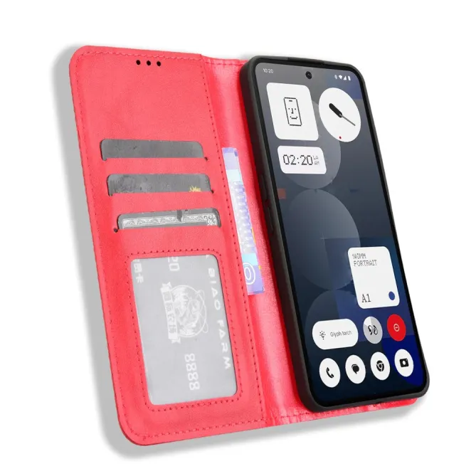 Housse Nothing Phone (3a) Pro Simili Cuir Porte-Cartes Rétro