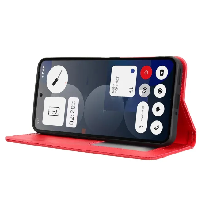 Housse Nothing Phone (3a) Pro Simili Cuir Porte-Cartes Rétro