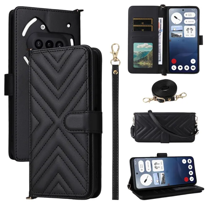 Housse Nothing Phone (3a) Simili Cuir Sangle Porte-Cartes 5