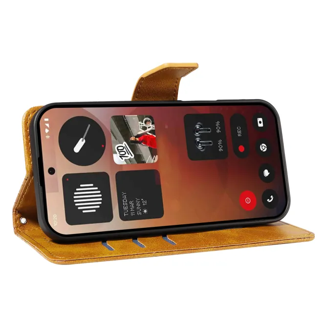 Housse Nothing Phone (3a) Pro Simili Cuir Sangle Porte-Cartes 10