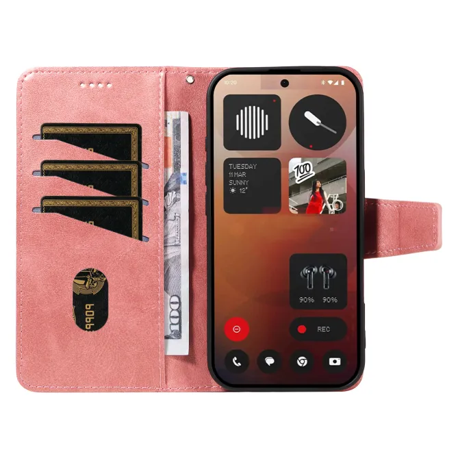 Housse Nothing Phone (3a) Pro Simili Cuir Sangle Porte-Cartes 10