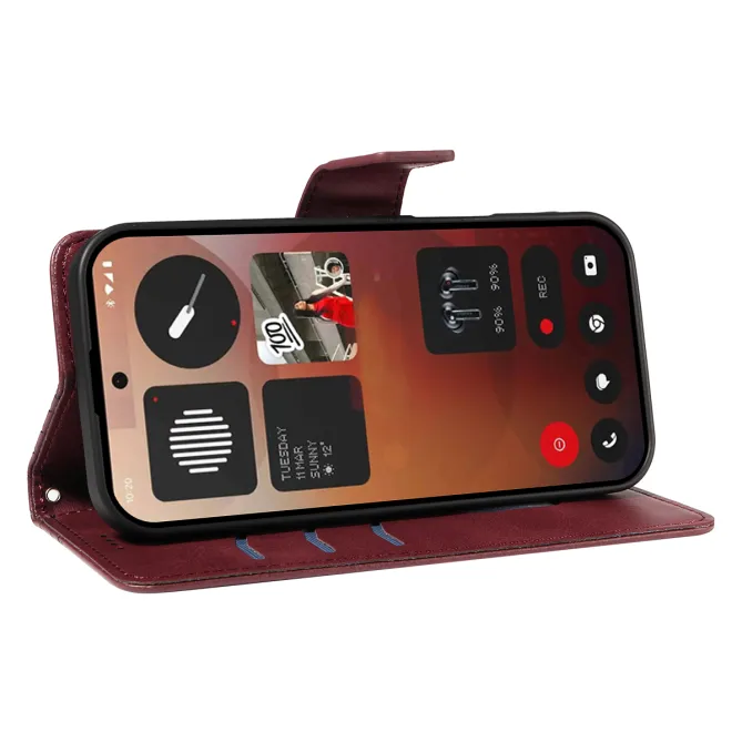 Housse Nothing Phone (3a) Pro Simili Cuir Sangle Porte-Cartes 10