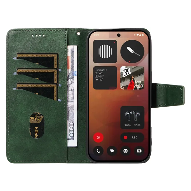 Housse Nothing Phone (3a) Pro Simili Cuir Sangle Porte-Cartes 10