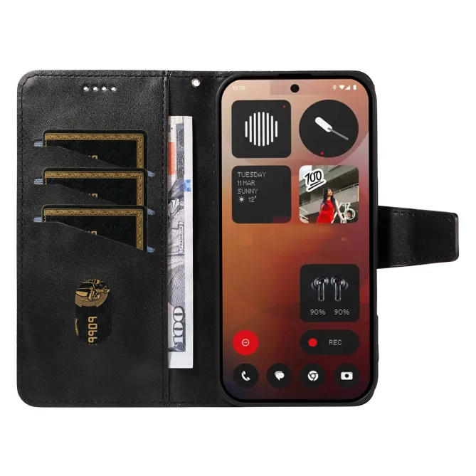 Housse Nothing Phone (3a) Pro Simili Cuir Sangle Porte-Cartes 10