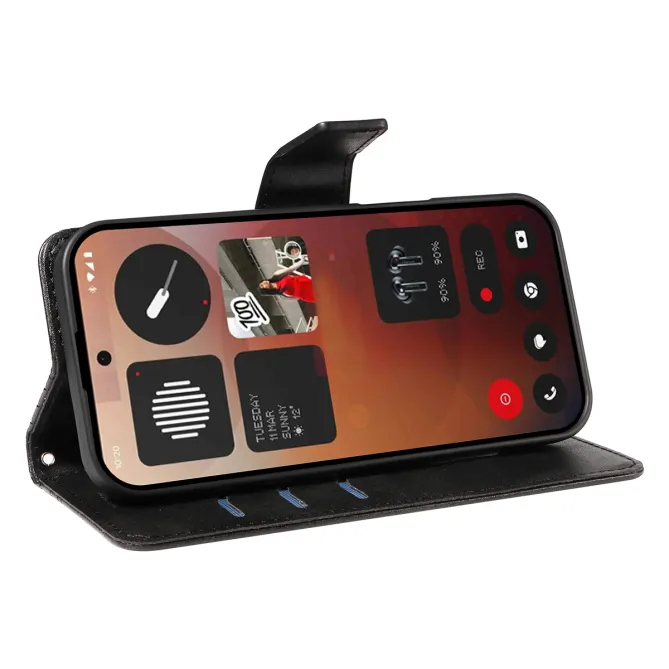 Housse Nothing Phone (3a) Pro Simili Cuir Sangle Porte-Cartes 10