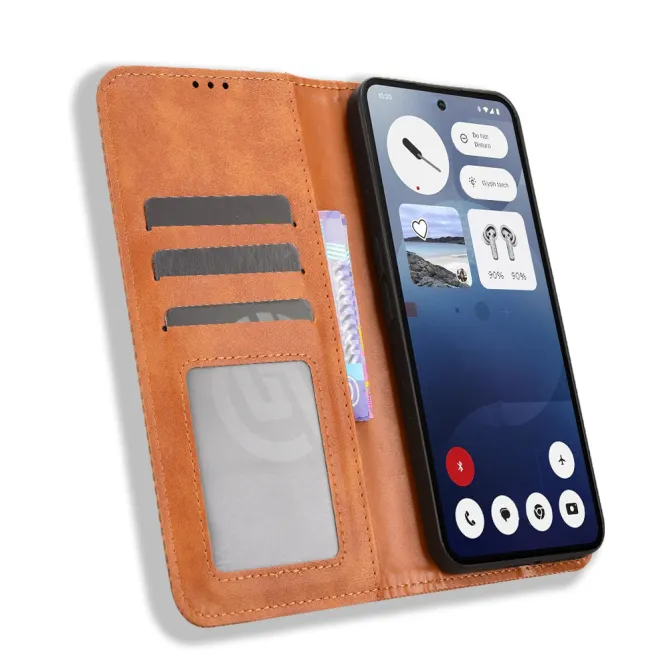 Housse Nothing Phone (3) Simili Cuir Porte-Cartes Rétro